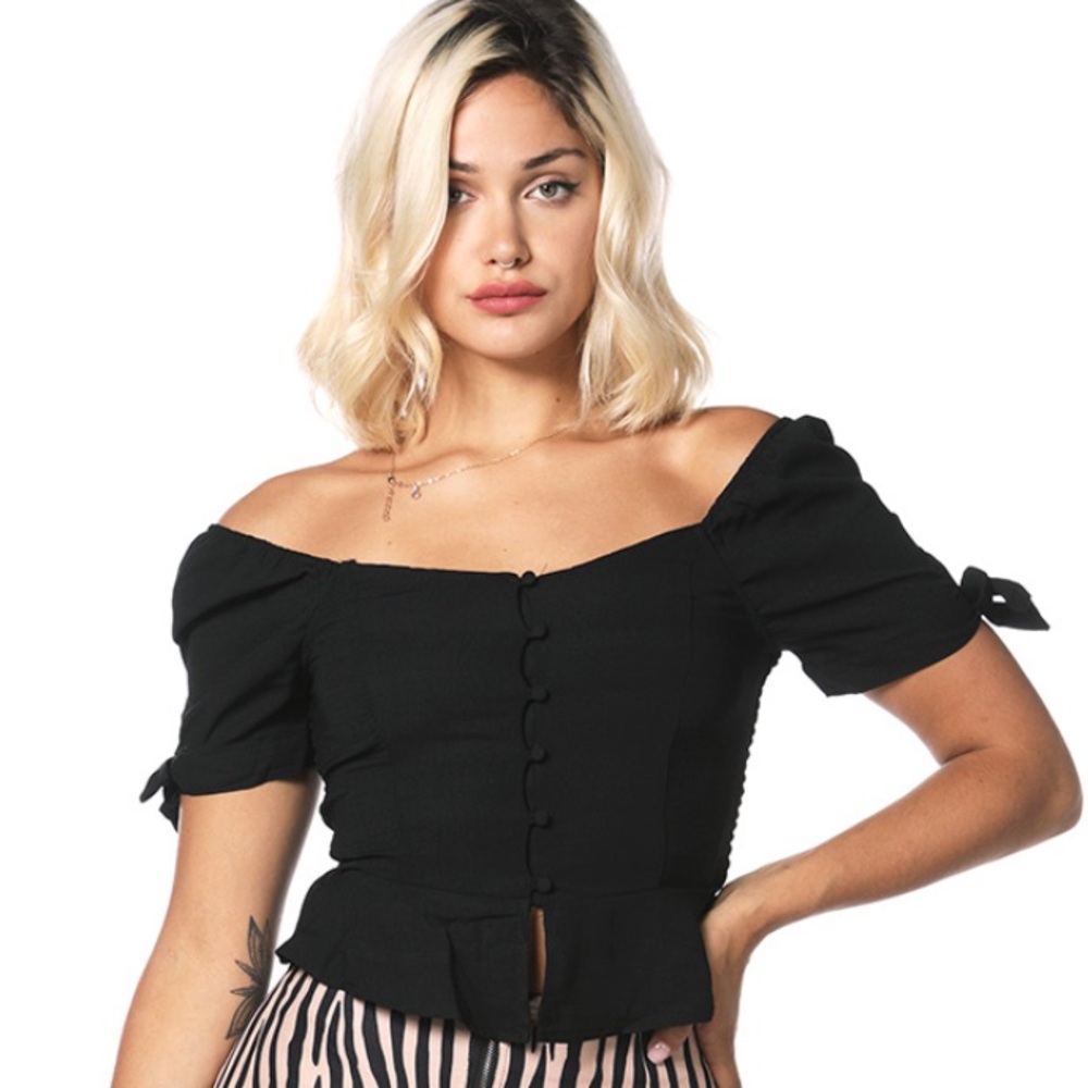 Off the Shoulder Button Detail Top